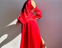 Атласний комплект: корсет + спідниця максі з драпіруванням Атласний комплект: корсет + спідниця максі з драпіруванням | PUSHKA SHOP