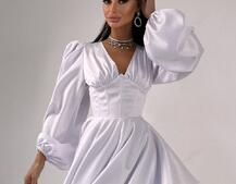 Атласна корсетна сукня  з пишною подвійною спідницею  | PUSHKA SHOP