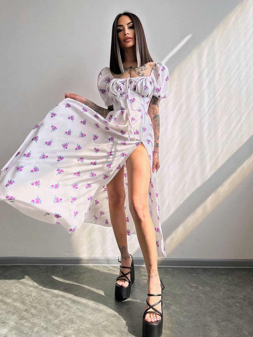 Сукня- міді  з квітковим принтом Сукня- міді  з квітковим принтом | PUSHKA SHOP