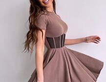 Сукня-міні  з елементами корсету  та спідницею солнцем Сукня-міні  з елементами корсету  та спідницею солнцем | PUSHKA SHOP