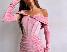 Оксамитова корсетна сукня міні, декорована стразами     Ручна робота  Оксамитова корсетна сукня міні, декорована стразами     Ручна робота  | PUSHKA SHOP