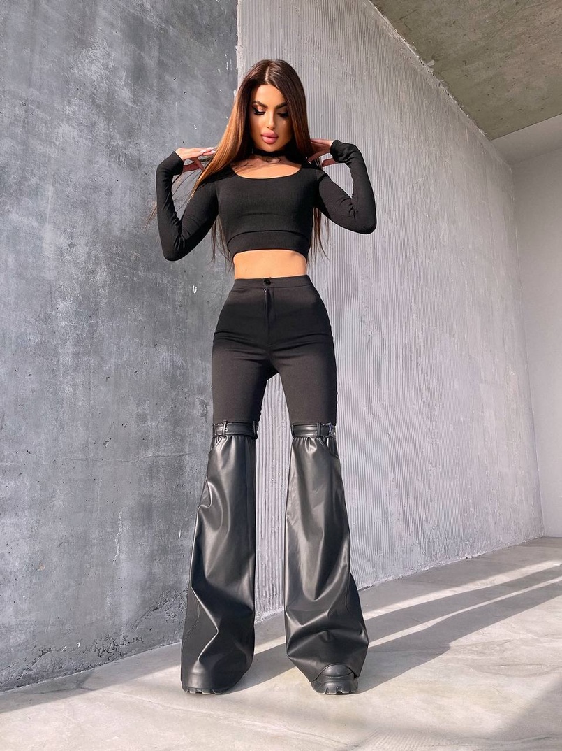 Штани-кльош  з металевими застібками   Штани-кльош  з металевими застібками   | PUSHKA SHOP