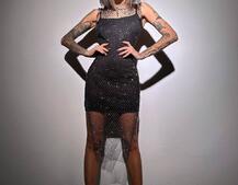 Сукня із сітки зі стразами на трикотажній підкладці  Сукня із сітки зі стразами на трикотажній підкладці  | PUSHKA SHOP