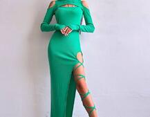 Трикотажна сукня з зав’язкою на ніжку   | PUSHKA SHOP