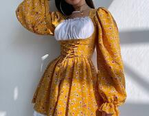 Квіткова сукня,декорована мереживом. Квіткова сукня,декорована мереживом. | PUSHKA SHOP