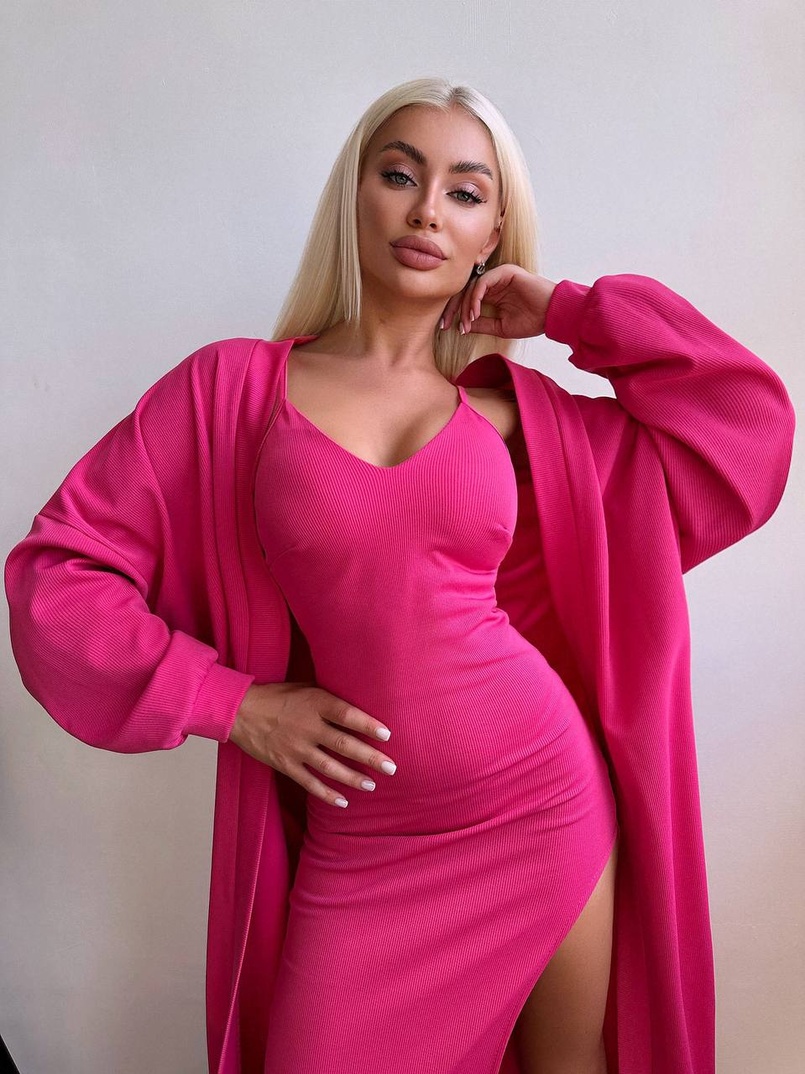 Комплект: сукня з філіжанками + кардиган максі з теплого рубчика  Комплект: сукня з філіжанками + кардиган максі з теплого рубчика  | PUSHKA SHOP