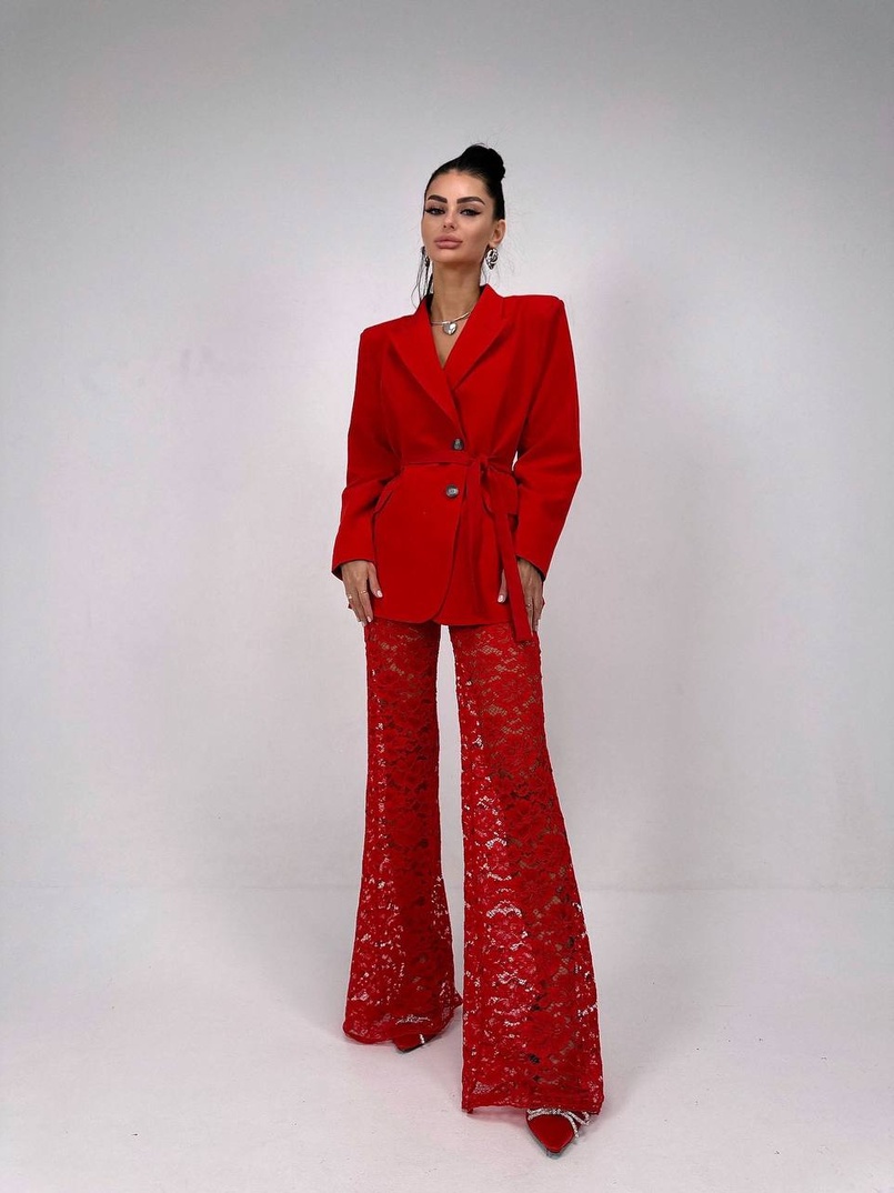 Комплект: мереживний корсет бюстьє + штани + піджак  Комплект: мереживний корсет бюстьє + штани + піджак  | PUSHKA SHOP