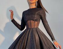 Приталена блискуча сукня з корсетною вставкою та пишною спідницею-сонцем | PUSHKA SHOP