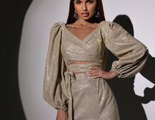 Сяючий комплект: топ  + спідниця  Сяючий комплект: топ  + спідниця  | PUSHKA SHOP