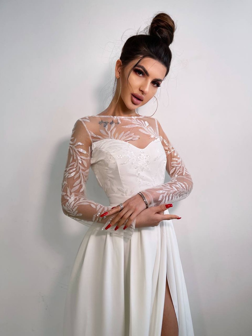 Сукня максі з паєтками та розрізом на спідниці | PUSHKA SHOP