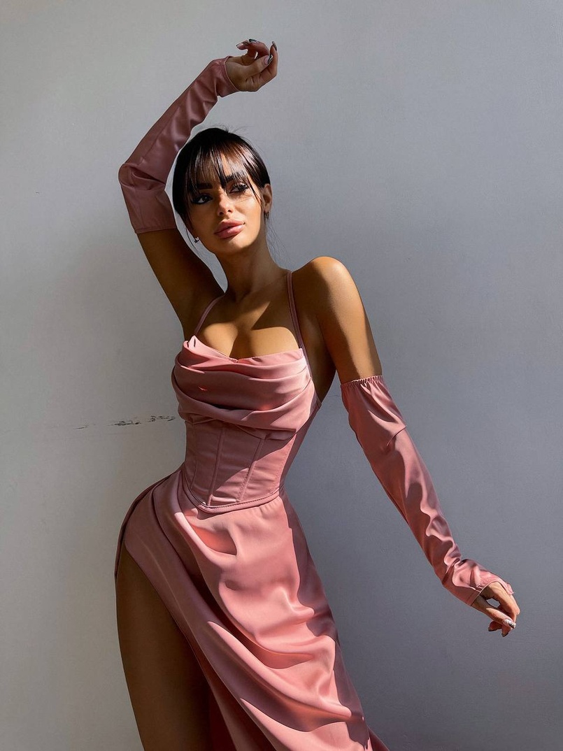 Комплект: корсет з рукавичками + спідниця максі з драпіруванням   | PUSHKA SHOP