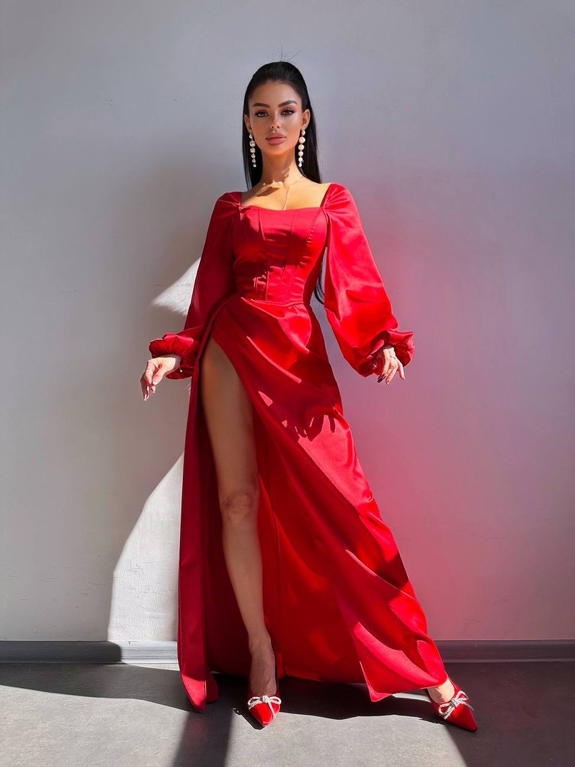 Атласний комплект: корсет + спідниця максі з драпіруванням Атласний комплект: корсет + спідниця максі з драпіруванням | PUSHKA SHOP