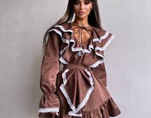 Котонова сукня декорована мереживом    Котонова сукня декорована мереживом    | PUSHKA SHOP