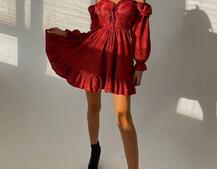 Блискуча сукня з оборками та чашками з ефектом push up Блискуча сукня з оборками та чашками з ефектом push up | PUSHKA SHOP