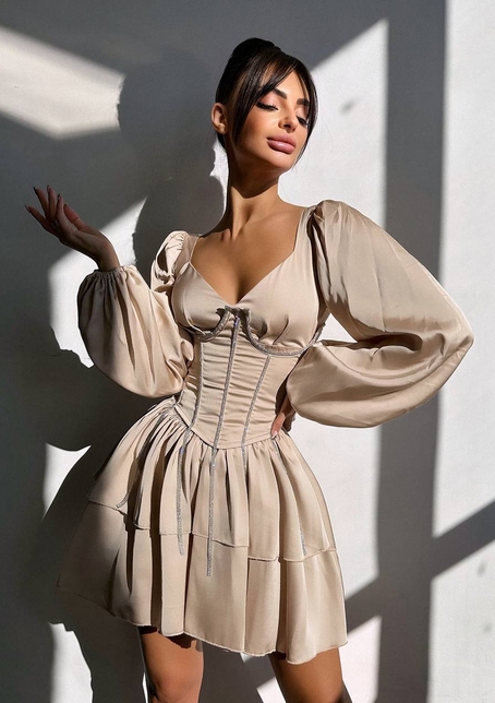 Сукня з корсетом, декорованим стразами  Ручна робота  | PUSHKA SHOP