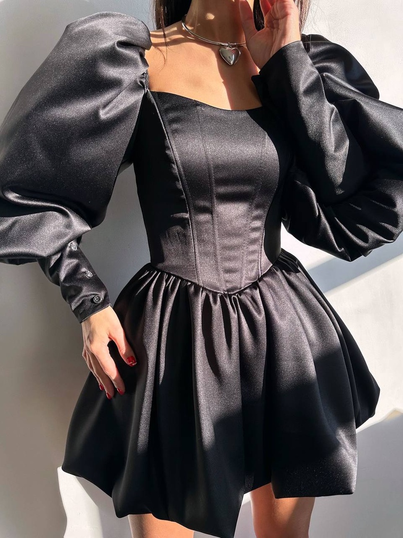 Сукня з обʼємними рукавами та спідницею балоном  Сукня з обʼємними рукавами та спідницею балоном  | PUSHKA SHOP