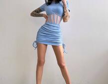Сукня-міні  з елементами корсету  Довжину спідниці можна регулювати  | PUSHKA SHOP