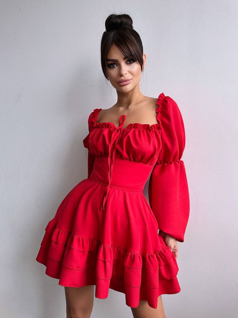 Сукня з воланами та шнурівкою  по спинці Сукня з воланами та шнурівкою  по спинці | PUSHKA SHOP