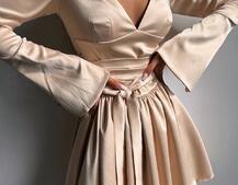 Атласна корсетна сукня  з пишною спідницею та зав‘язками на талії | PUSHKA SHOP