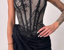 Мереживна сукня міні зі шлейфом   Мереживна сукня міні зі шлейфом   | PUSHKA SHOP