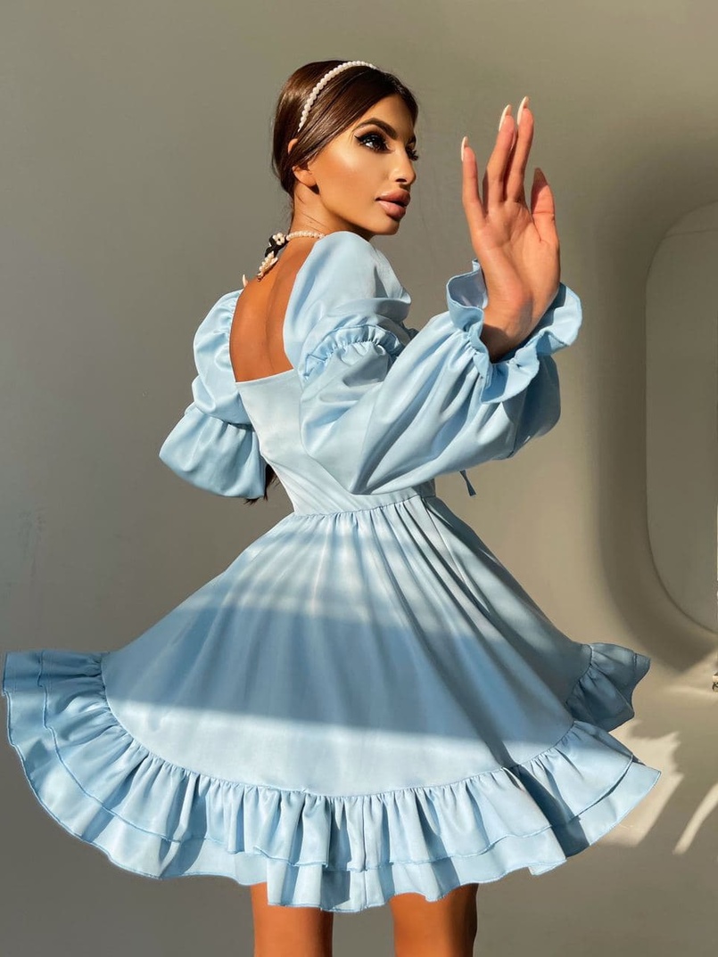 Платье с чашечками и пышной юбкой с оборками   Платье с чашечками и пышной юбкой с оборками   | PUSHKA SHOP