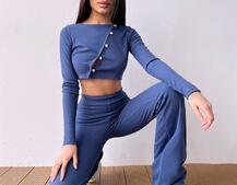 Комплект : штани кльош і топ на ґудзиках   | PUSHKA SHOP