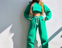 Базовий костюм на флісі з об'ємними капюшоном Базовий костюм на флісі з об'ємними капюшоном | PUSHKA SHOP