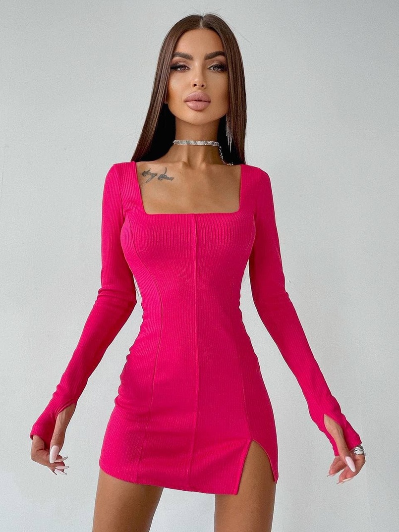 Платье-мини с квадратным вырезом  Платье-мини с квадратным вырезом  | PUSHKA SHOP