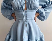 Сукня з воланами на ґудзиках  Сукня з воланами на ґудзиках  | PUSHKA SHOP