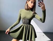 Приталена сукня з корсетною вставкою та спідницею-сонцем | PUSHKA SHOP