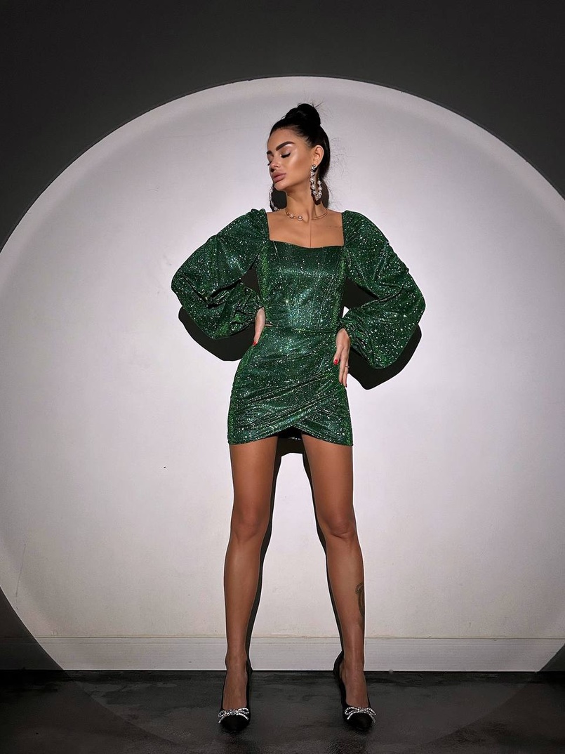 Сяючий комплект: корсет + спідниця міні з драпіруванням Сяючий комплект: корсет + спідниця міні з драпіруванням | PUSHKA SHOP