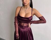 Атласний комплект: корсет + спідниця максі Атласний комплект: корсет + спідниця максі | PUSHKA SHOP