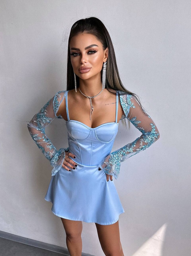 Атласна корсетна сукня-бюстьє + мереживне болеро Атласна корсетна сукня-бюстьє + мереживне болеро | PUSHKA SHOP