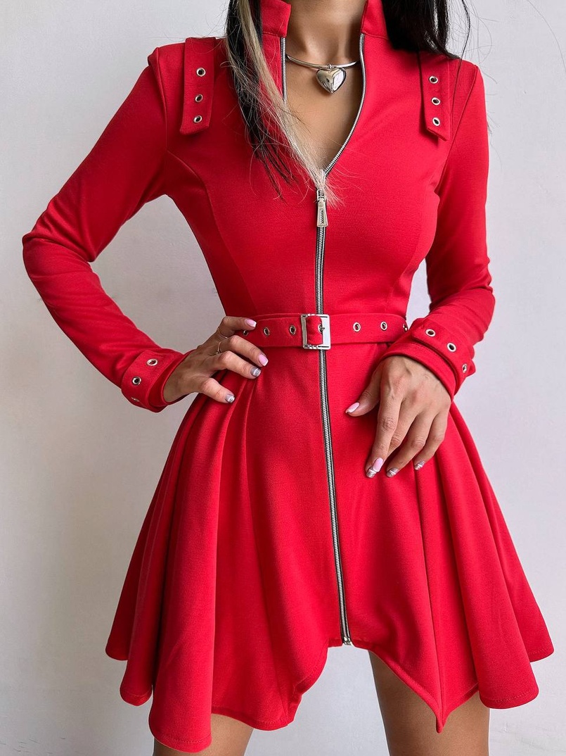 Сукня з пишною спідницею і поясом | PUSHKA SHOP