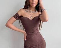 Трикотажное платье мини с чашечками с эффектом push up | PUSHKA SHOP