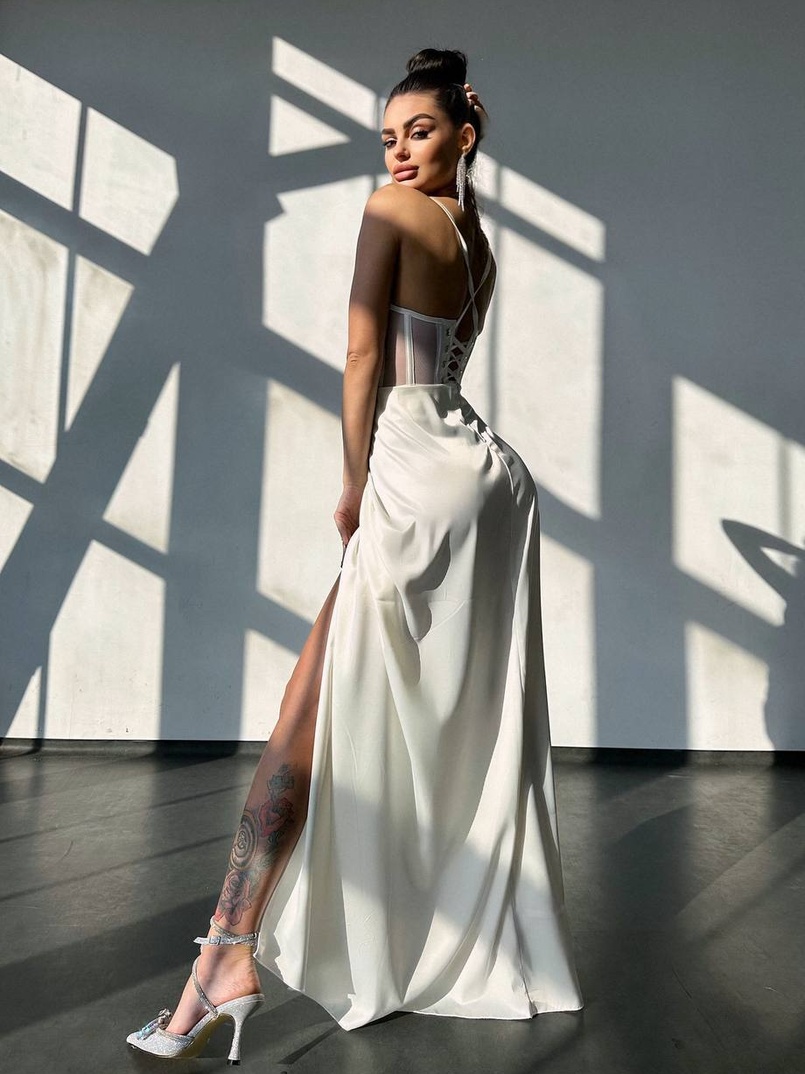 Комплект: корсет, декорований стразами + спідниця максі з драпіруванням  Комплект: корсет, декорований стразами + спідниця максі з драпіруванням  | PUSHKA SHOP