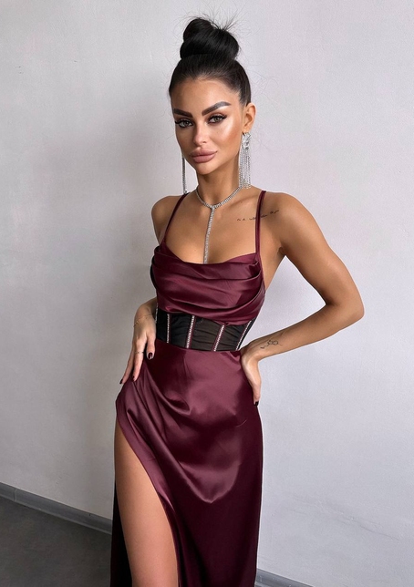 Комплект: корсет, декорований стразами + спідниця максі з драпіруванням  | PUSHKA SHOP