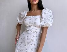 Сукня -міді зі шнурівкою на спинці та розрізом на ніжці з принтом  Сукня -міді зі шнурівкою на спинці та розрізом на ніжці з принтом  | PUSHKA SHOP