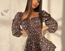 Сукня з воланами та шнурівкою  по спинці | PUSHKA SHOP