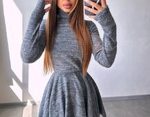 Трикотажна сукня міні із спідницею сонцем     | PUSHKA SHOP