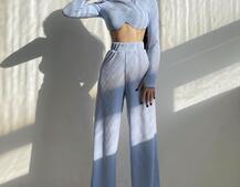 Комплект в весенних расцветках: топ с чашечками + штаны трубы | PUSHKA SHOP