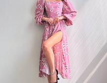 Сукня -міді зі шнурівкою на спинці та розрізом на ніжці Сукня -міді зі шнурівкою на спинці та розрізом на ніжці | PUSHKA SHOP