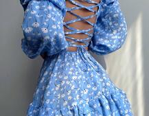 Квіткова сукня з воланами та шнуровкою по спинці | PUSHKA SHOP