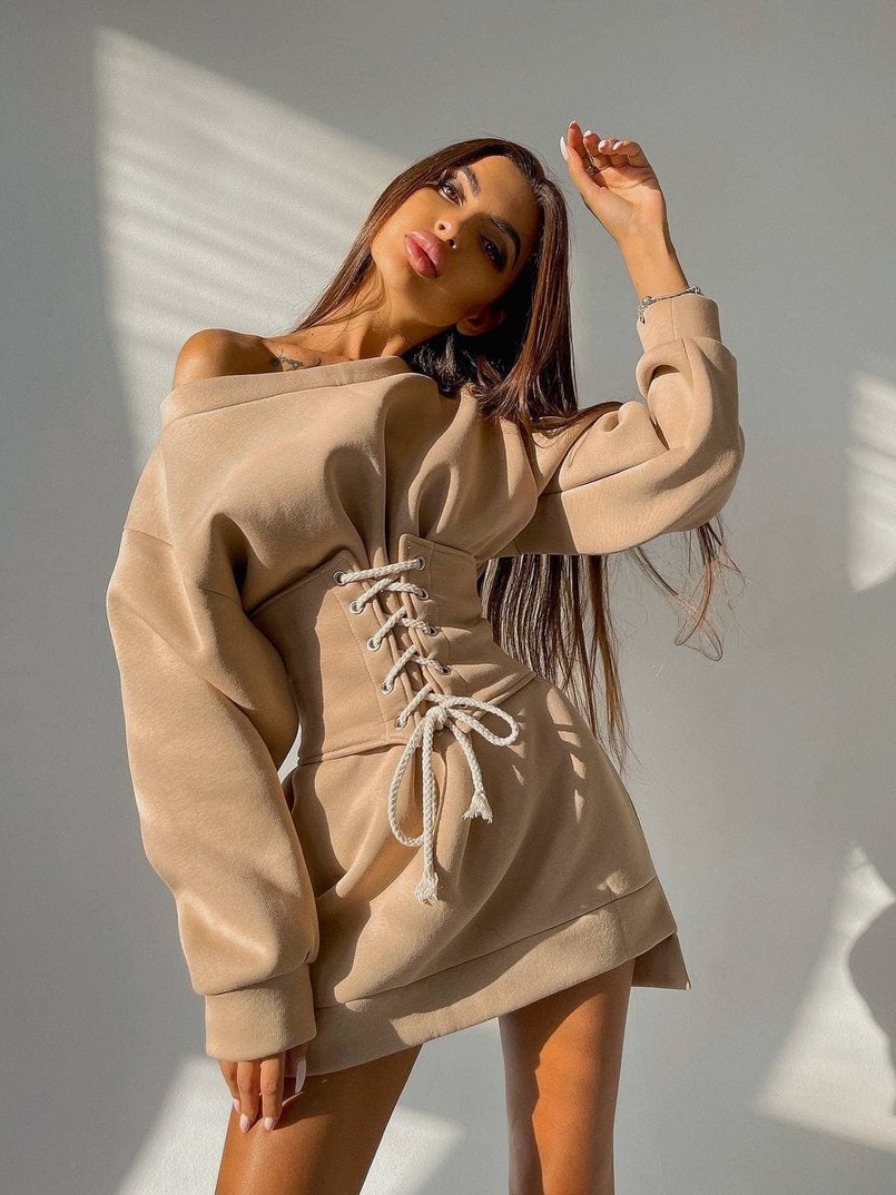 Худи на флисе + корсет на шнуровке  Худи на флисе + корсет на шнуровке  | PUSHKA SHOP