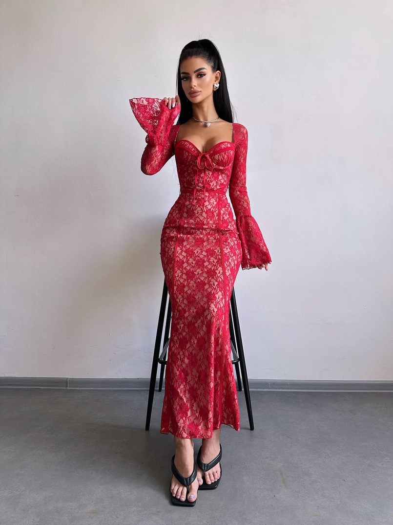 Мереживна сукня максі з чашечками    Мереживна сукня максі з чашечками    | PUSHKA SHOP