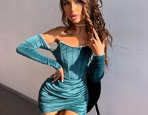 Оксамитова корсетна сукня міні, декорована стразами     Ручна робота  Оксамитова корсетна сукня міні, декорована стразами     Ручна робота  | PUSHKA SHOP