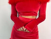 Оксамитовитовий комплект з пір‘ям  Оксамитовитовий комплект з пір‘ям  | PUSHKA SHOP