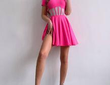 Сукня-міні  з елементами корсету  та спідницею солнцем Сукня-міні  з елементами корсету  та спідницею солнцем | PUSHKA SHOP