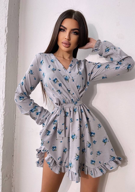 Сукня в квітковий принт з воланами | PUSHKA SHOP