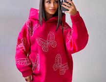 Трендове худі over size із сяючими стразами  Трендове худі over size із сяючими стразами  | PUSHKA SHOP